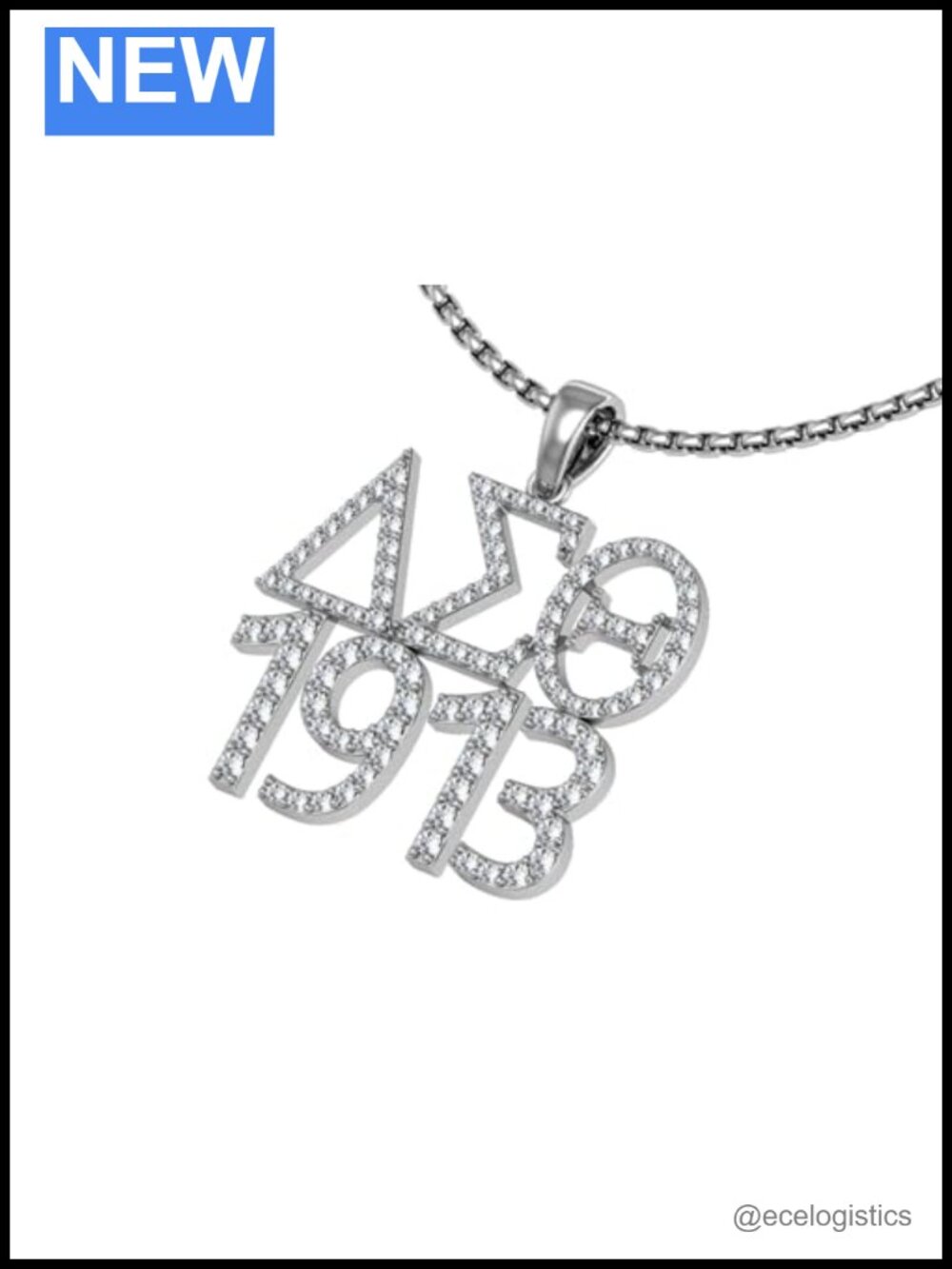 Sterling Silver Delta Sigma Theta 1913 Pendant Necklace 18 Inch Chain